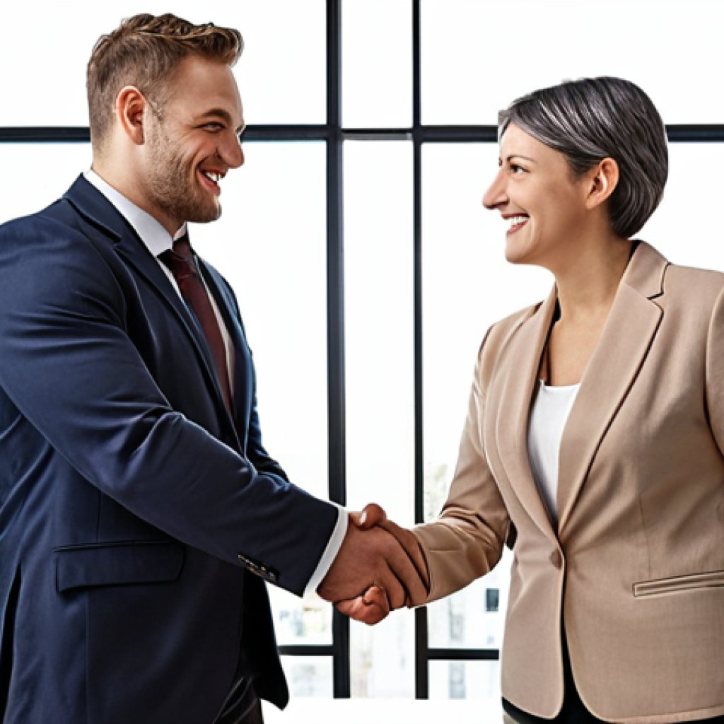 **

A friendly insurance broker warmly shaking hands with a client, symbolizing trust and building strong relationships. The setting should depict a comfortable office environment, conveying a sense of empathy and personalized service.

**