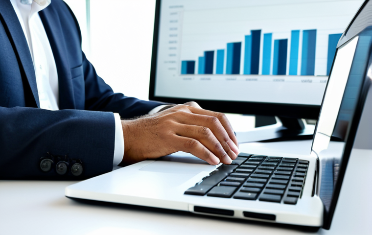 A professional male insurance broker of Pakistani descent, in his mid-30s, wearing a modest, dark business suit with a light collared shirt, fully clothed, appropriate attire, professional dress. He is seated at a clean, modern desk in a brightly lit, contemporary office, with a large high-definition monitor displaying financial data and analytics. His hands are naturally positioned on a sleek laptop keyboard, showing focus and engagement with digital tools. The background features blurred, modern office architecture. Professional photography, high resolution, soft studio lighting, sharp focus, perfect anatomy, correct proportions, natural pose, well-formed hands, proper finger count, natural body proportions. safe for work, appropriate content, fully clothed, professional, family-friendly.